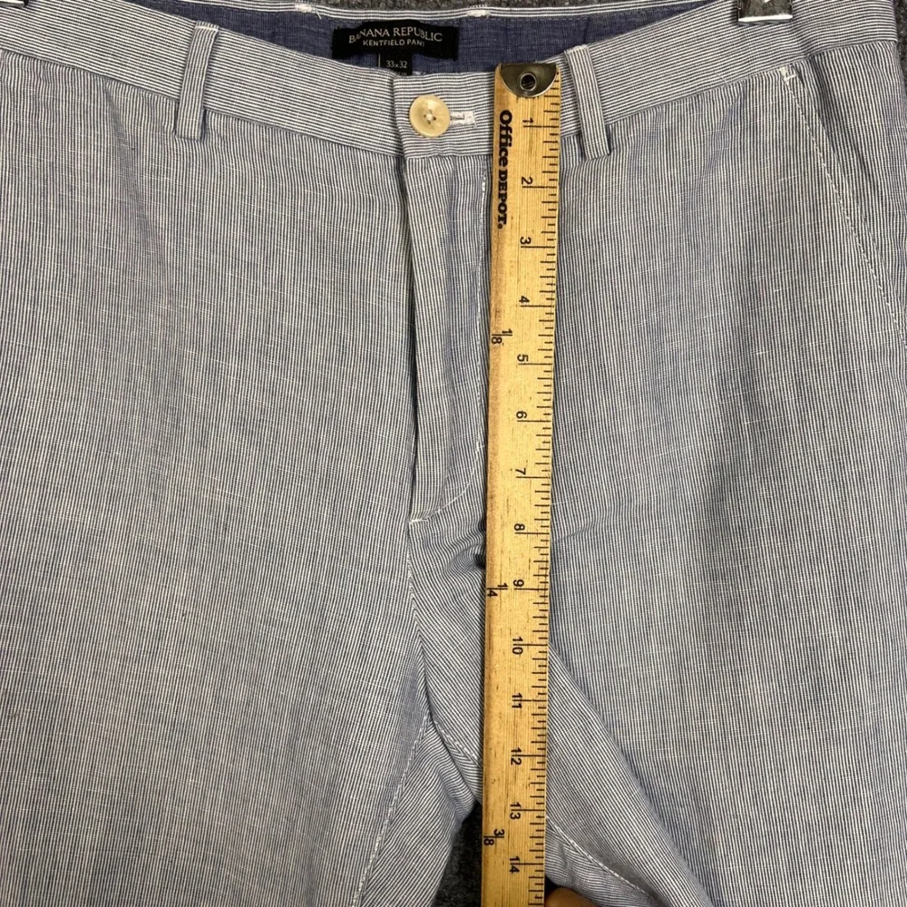 Banana Republic Kentfield Pant Mens 33x32 Blue Excellent Seersucker Pinstripe